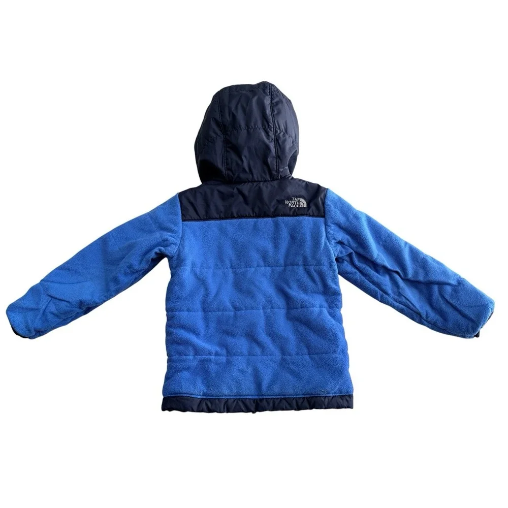 The North Face Toddler Reversible Hooded Jacket Coat 4T Fleece Blue Full Zip